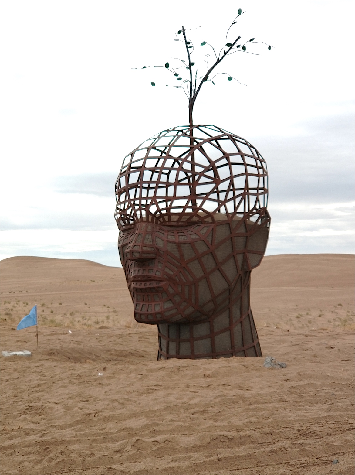 沙漠大人头不锈钢艺术镂空雕塑
